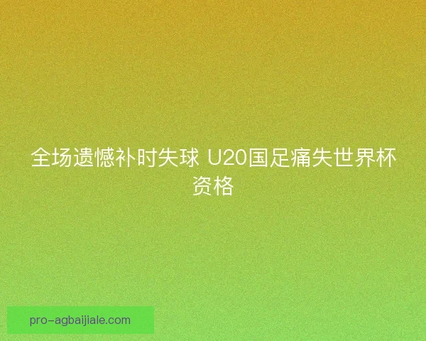 全场遗憾补时失球 U20国足痛失世界杯资格