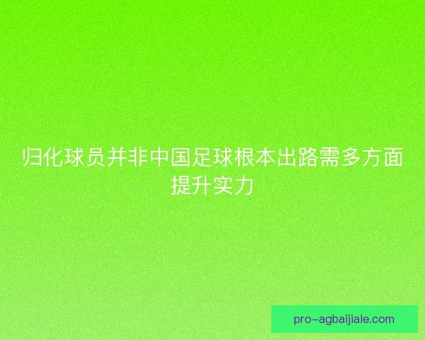 归化球员并非中国足球根本出路需多方面提升实力