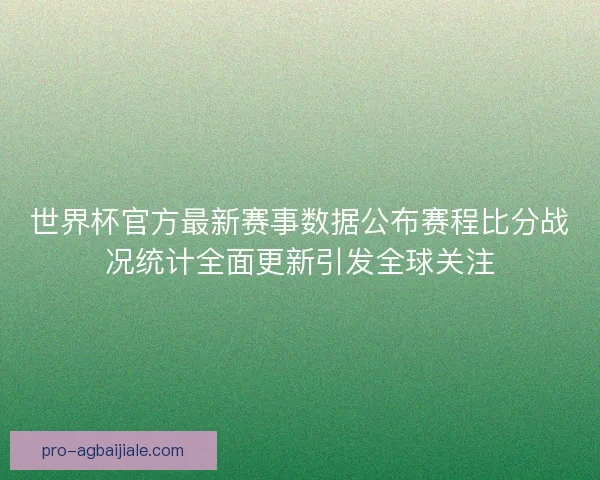 世界杯官方最新赛事数据公布赛程比分战况统计全面更新引发全球关注